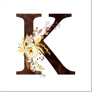 Floral Monogram K Lovely Autumn Foliage Posters and Art